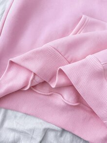 SHEIN 青少年女孩豹紋英文字母連帽寬鬆休閒衛衣 - 粉色 - 查看 4