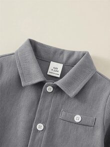 中性嬰兒男/女嬰 2件組秋冬休閒學院風襯衫套裝，男嬰套裝 - 彩色 - 查看 4