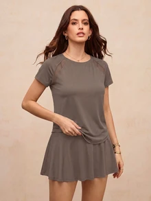 Activina 女款素色休閒日常旅行運動T恤 - 摩卡棕 - 查看 6