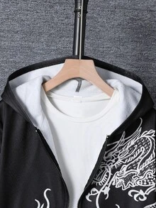 SHEIN Teen Boys Casual Comfortable Versatile Dragon Print Sweatshirt - Multicolor - View 4