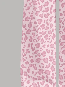 Young Girls Autumn Casual Fresh Pink Sword Pony Foundation Leopard Print Patchwork White Pattern Slim Fit Long Sleeve T-Shirt And Wide Leg Pants Set - Multicolor - View 6