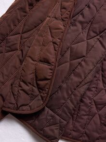 SoleilVie Jaket Komuter Lengan Panjang Kancing Saku Bergaya Vintage Prancis - Coklat - View 6