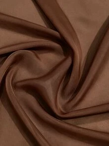 Juhart Plus Size Deep Brown Chiffon Blouse With Frill Trim, Gathered Stand Collar And Tie Detail - Coffee Brown - View 3