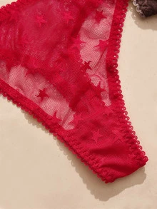 Charlaine Women's 5-Point Star Mesh Fashion Thong Panties 3-Piece Set - Multicolor - View 5