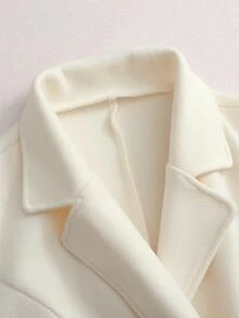 LUMIGAL Women's Autumn/Winter Solid Color Lapel Neck Long Sleeve Double-Breasted Elegant Overcoat - Apricot - View 5