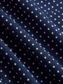 SHEIN Franclia 時尚休閒通勤百搭丹寧感印花紋理軟面料高腰開衩女款短褲/裙/寬腿褲/熱褲 - 藏蓝色 - 查看 4