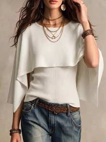 SHEIN 女款多功能 2 合 1 針織毛衣 - 米色 - 查看 4