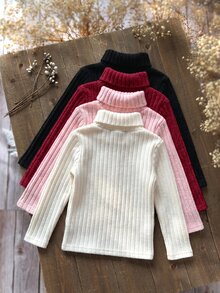 Emery Rose Kids Emery Rose Kids 女童秋冬休閒百搭純色高領T恤 - 彩色 - 查看 2