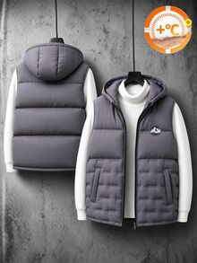 Teen Boys Winter Thick Quilted Sleeveless Padded Vest - Dark Grey - View 1