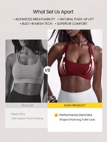Innovista Innovista Women's Halter Sports Bra, Fall, Winter, Autumn, Gym, Workout, Running, Yoga, Fitness, Athletic, Training, Activewear, Sportswear, Crop Top, Exercise - Burgundy - View 3
