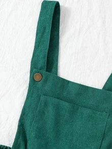 Girls Corduroy Overalls, Cute Bow Ribbon Side Stripe Wide Leg Jumpsuit Autumn Winter Pants - Green - View 7
