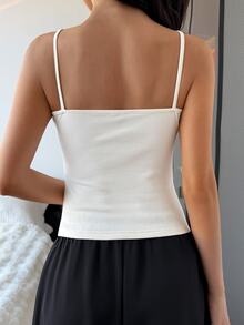 DAZY 2pcs/Set Women's Winter Thermal Lined Simple Versatile Camisole Base Layer Tops - Black - View 2