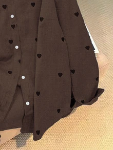 Linhara Large-Sized Woven Simple Commuting Casual Autumn Shirt - Coffee Brown - View 5
