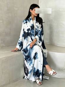Yasmyna Gaun Panjang Arab Bermotif untuk Wanita - Navy Blue - View 4