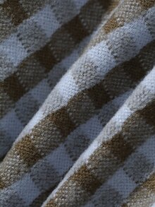 Dazy Kids 女童秋季小格紋刺繡長袖居家休閒套裝（褲裝套裝） - 藍白色 - 查看 8