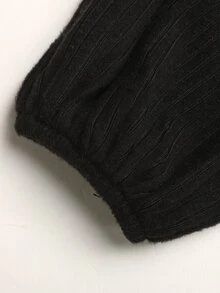 SHEIN 青少年女孩羅紋拼接PU長洋裝，極簡優雅秋冬洋裝 - 彩色 - 查看 6