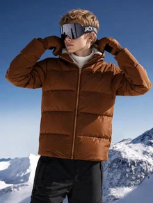 SHEIN Teen Boy Teen Boy Casual, Basic Brown Hooded Winter Coats, Perfect For Staying Warm During The Fall/Winter Back-To-School Season. - Brown - View 6