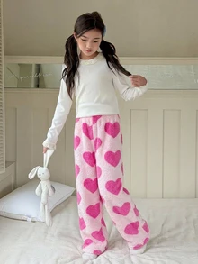 DAZY 少女心形圖案休閒日常居家睡褲 - 粉色 - 查看 6