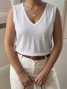 Dazy Plus Loose Blogger Casual Style White Top Base Layer Elegant Commute Spring Summer Autumn Slouchy Tank Top - White - View 5