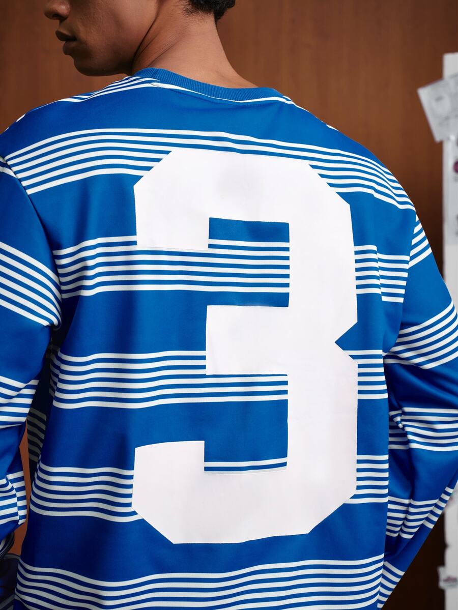 TOKVUE 男士美式復古條紋球衣風 3 號短袖/長袖 T 恤,美式復古美式足球球衣風 Fusion Cityboy 休閒 T 恤,校園風、街頭風上衣,適合校園出遊、城市探索、戶外休閒、攝影,中性情侶穿搭,節日禮物 - 藍色 - 查看 1