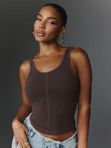 NYA SZN Project NYA Top Long Sleeve Layered Cold Shoulder Everyday Luxury Club Rave Classic Sexy Basic Chic Casual Festival Going Out Brown Neutral Fall Winter - Coffee Brown - View 3