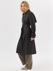 KÆRIA Hus Belted Double Breasted Midi Trench Coat - Black - View 3