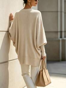 SHEIN Áo nữ tay dài dáng rộng mới cho mùa Thu/Đông - Màu be - Xem 2
