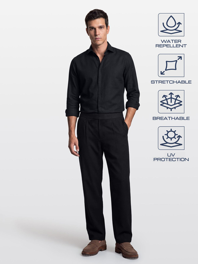 TekDrob WaterProof Pleated Pants With Smartphone Pocket And Stretch Waistband With Hidden Internal Drawcord