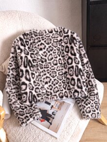 SHEIN 青少年女孩夾克，可愛街頭風，米色人造毛，冬季，職業日體育館 - 咖啡棕 - 查看 2