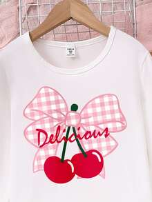Girls' Long Sleeve Round Neck T-Shirt Top Loose Pants Pajama Set, Cute Rabbit Print Tie-Dye Milk Silk Nighties, Autumn Light Blue Striped Style - Multicolor - View 3