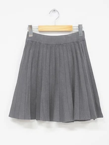 DAZY Women's Solid Color Elastic Waist Casual Pleated Knit Skirt - Grey - View 2