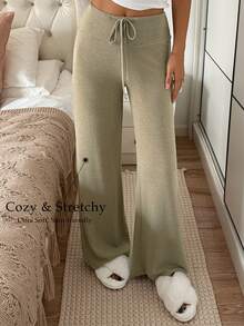 DAZY Dampyjamasbyxor i enfärgad casual vardagsstil - Grön - Visa 3