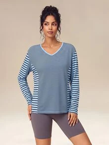 OutZeal Women Sports Tee Gym Workout Casual V Neck Long Sleeve T-Shirt Fall - Multicolor - View 3