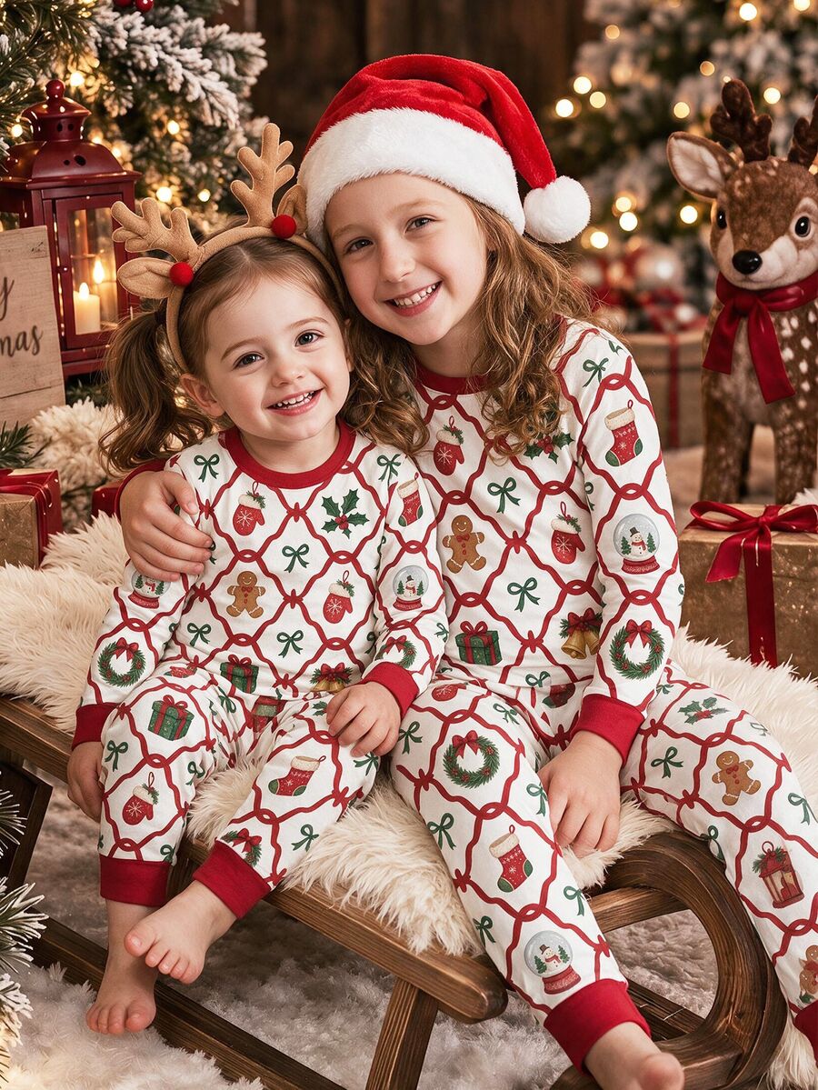 Baby Girls Printed Casual Slim Fit Long Sleeve Pajamas - Multicolor - View 1