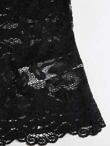 Sweetra Women's Sexy Lace Hollow Out Tie Strap Halter Top - Black - View 3