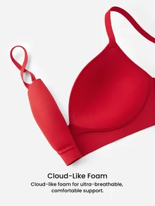 LUVLETTE Dream Curve Support+ Christmas Red Wireless Push Up T-Shirt Basic SizeFreedom Bra No Show Underwear Comfortable Must-Haves - Red - View 7
