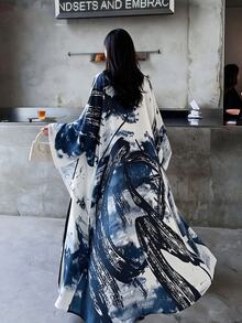 Yasmyna Gaun Panjang Arab Bermotif untuk Wanita - Navy Blue - View 3