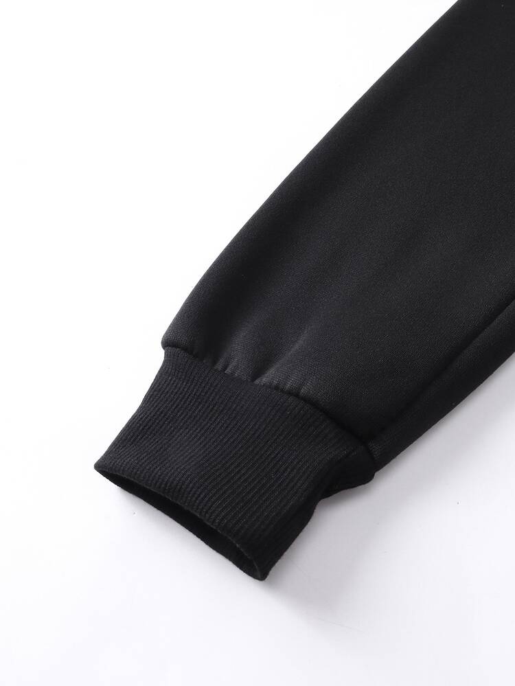 Manfinity EMRG Sweatshirt Pria Berkerudung Ganda Gaya Barok - Hitam - View 3