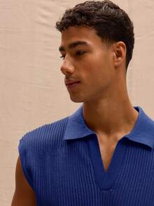 Musero Rompi Sweater Rajut Ringan Tanpa Lengan dengan Kerah V dan Bahu Longgar, Gaya Jalanan Musim Semi/Panas untuk Liburan Kasual - Royal Blue - View 4