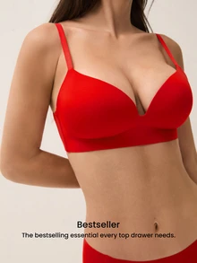 LUVLETTE Dream Curve Support+ Christmas Red Wireless Push Up T-Shirt Basic SizeFreedom Bra No Show Underwear Comfortable Must-Haves - Red - View 4