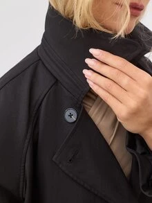 KÆRIA Hus Belted Double Breasted Midi Trench Coat - Black - View 6