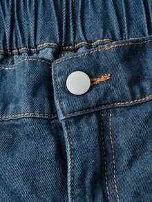 EMERY ROSE Plus Size Street Style Button Pocket Denim Cropped Pants - Blue - View 10