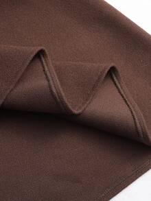Yalmera Women's Autumn/Winter Patchwork Fur Cuff Stand Collar Elegant Overcoat - Brown - View 3