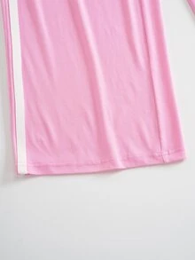 Mean Girls | SHEIN Women's Letter Print Tank Top And Waist Tie Long Pants Casual Two Pieces Set - Baby Pink - View 7