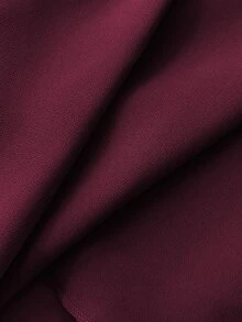 SHEIN EZwear Maillard 高端性感浪漫優雅風 不對稱拼接緞面緞帶裙 約會之夜 派對 秋季 新年 聖誕 - 酒紅色 - 查看 5