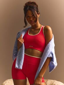 Athîral Women's Decorated Trim Camisole & Shorts Sports Set, Minimalist Chic Casual Everyday Wear - Red - View 5