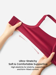 LUVLETTE Dream Curve Support+ Side Support  Underwire Push Up T-Shirt Basic  Comfortable No-Show Seamless Must-Haves  Christmas Red Bra - Red - View 11