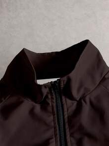 Manfinity EMRG Brown Racing Graphic Boxy-Fit Polyester Zip-Up Jacket With Stand Collar And Elastic Cuffs For Streetwear - Multicolor - View 4