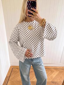 SHEIN EZwear 大尺碼女款秋冬波點白色長袖T恤 - 彩色 - 查看 3