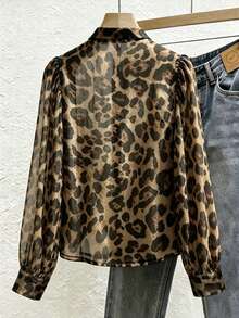 Franclia New Autumn Leopard Print Long Sleeve Slimming Women's Blouse - Multicolor - View 2